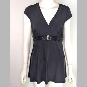 B Wear-Byer California Women's Top Black Stretchy with Sequins